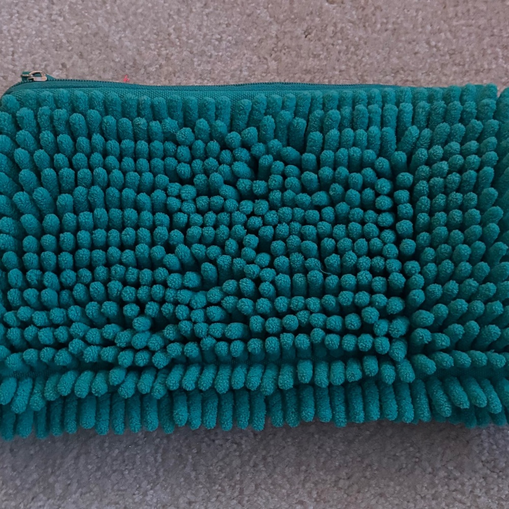 fluffy teal microfiber pencil case